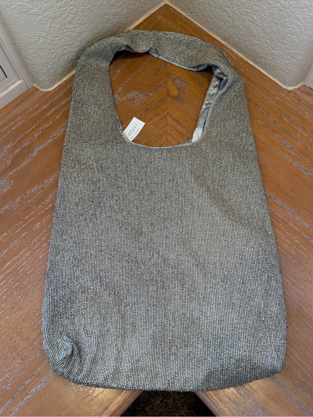 NWT Tiana NY Large Silver Beaded Tote Bag